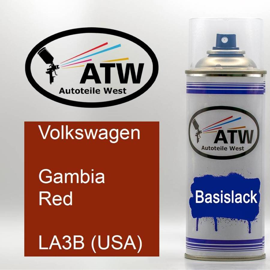 Volkswagen, Gambia Red, LA3B (USA): 400ml Sprühdose, von ATW Autoteile West.